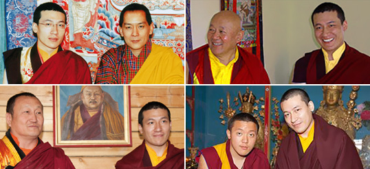 XVII Karmapa su (iš kairės nuo viršaus): Butano karaliumi Džigme Vangčuku, Drikungu Četsangu Rinpoče, Hambo Lama Damba Ajuševu, Dilgo Kjence Džangsi Rinpoče.